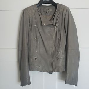 Blink grey leather biker moto jacket size XS